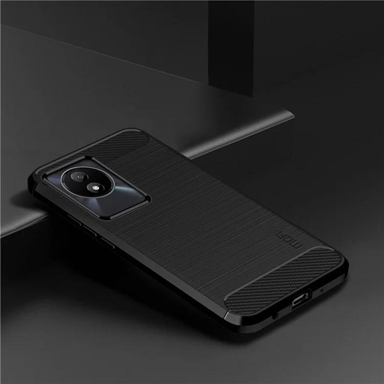 MOFI JK TPU Serie-1 per vivo Y02 4G Custodia Slim per Telefono Fibra di Carbonio Spazzolata Anti-graffio Custodia Posteriore TPU - Nera