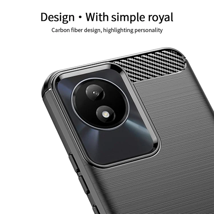 MOFI JK TPU Serie-1 per vivo Y02 4G Custodia Slim per Telefono Fibra di Carbonio Spazzolata Anti-graffio Custodia Posteriore TPU - Nera