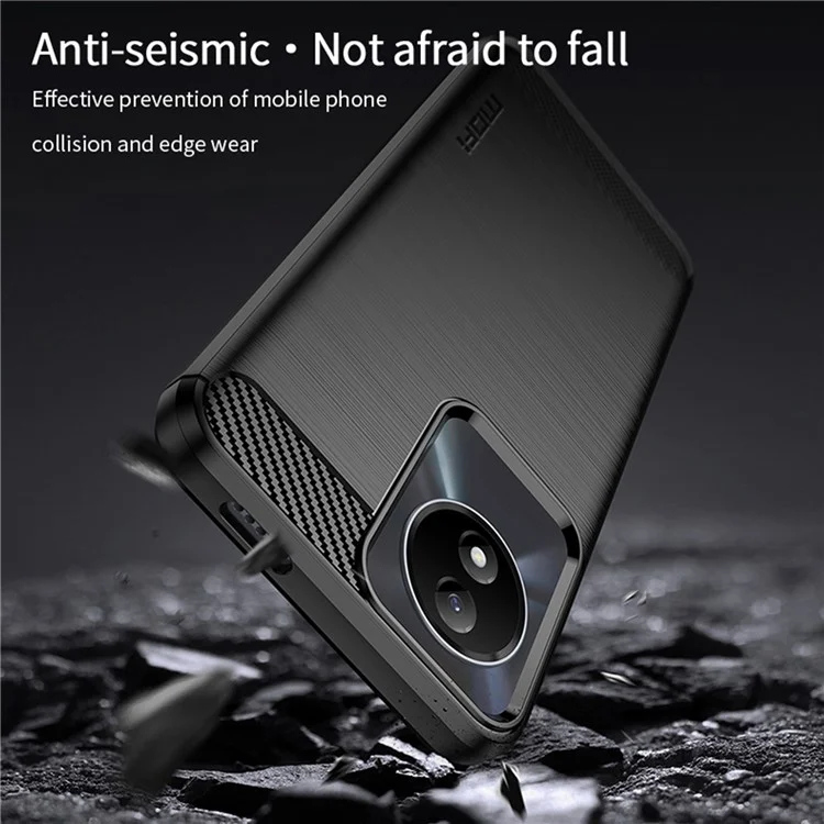 MOFI JK TPU Serie-1 per vivo Y02 4G Custodia Slim per Telefono Fibra di Carbonio Spazzolata Anti-graffio Custodia Posteriore TPU - Nera