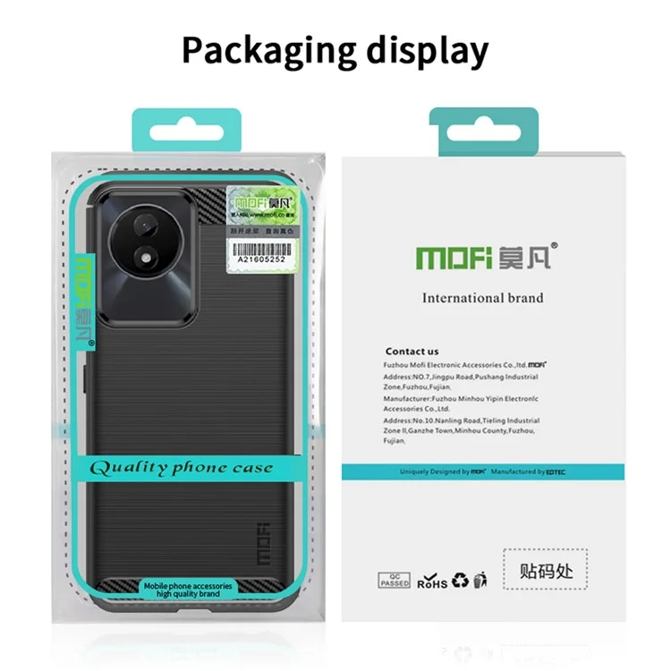 MOFI JK TPU Serie-1 per vivo Y02 4G Custodia Slim per Telefono Fibra di Carbonio Spazzolata Anti-graffio Custodia Posteriore TPU - Nera