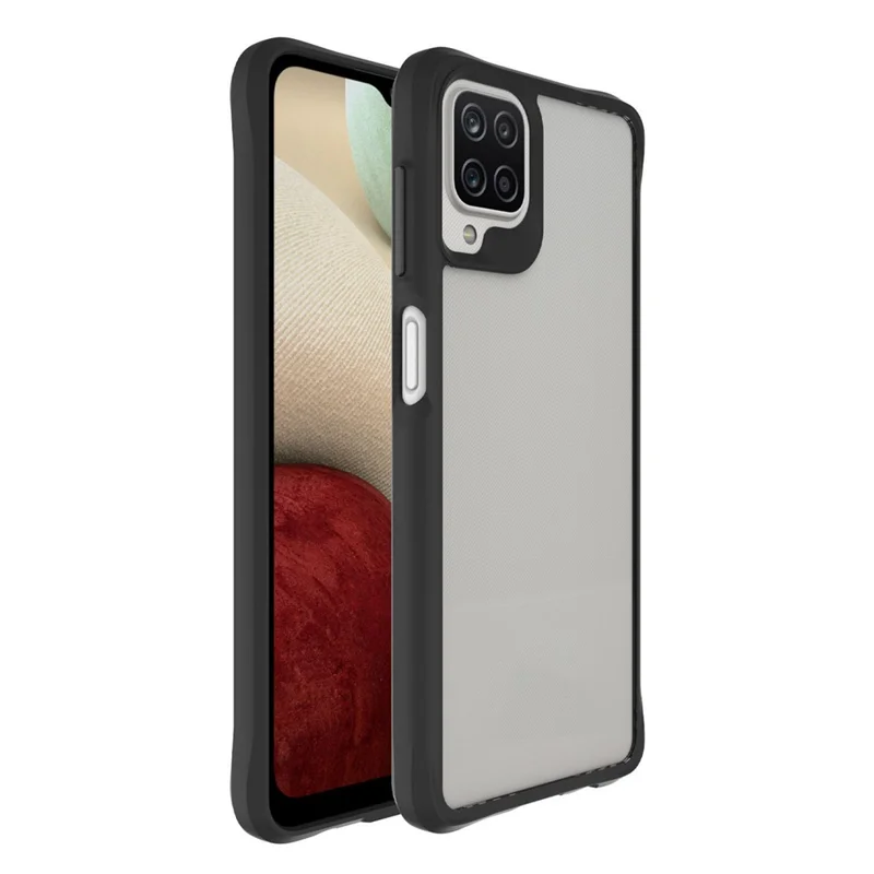 Combat X Mode For Samsung Galaxy A12 / M12 (India) 4G / M12 Anti-fall Transparent Smartphone Case Hard PC Soft TPU Protective Phone Back Cover - Black