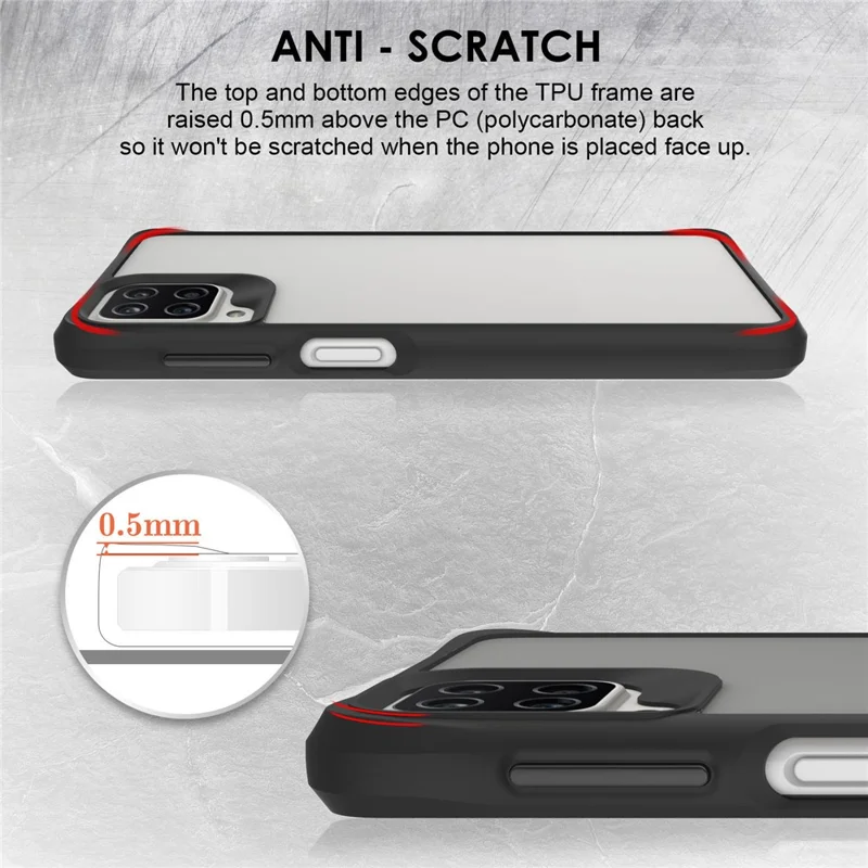 Combat X Mode For Samsung Galaxy A12 / M12 (India) 4G / M12 Anti-fall Transparent Smartphone Case Hard PC Soft TPU Protective Phone Back Cover - Black