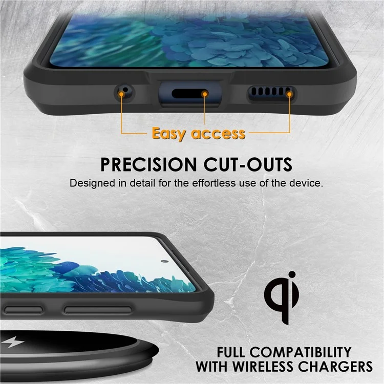 Étui de protection pour Samsung Galaxy S20 FE / S20 FE 5G / S20 Fan Edition / S20 Fan Edition 5G / S20 Lite / S20 FE 2022, en PC transparent + TPU, mode Combat X, noir