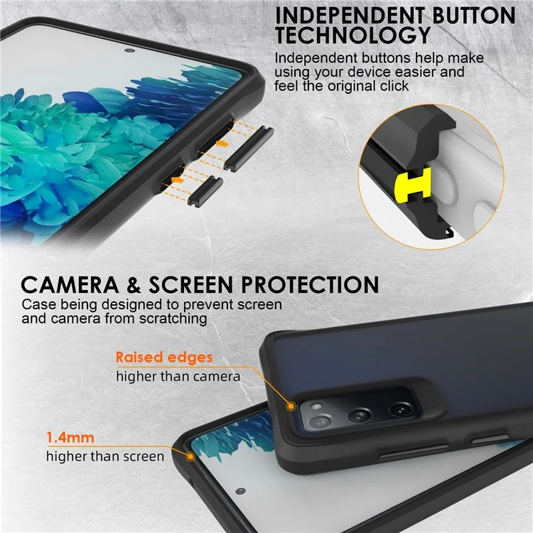 Étui de protection pour Samsung Galaxy S20 FE / S20 FE 5G / S20 Fan Edition / S20 Fan Edition 5G / S20 Lite / S20 FE 2022, en PC transparent + TPU, mode Combat X, noir