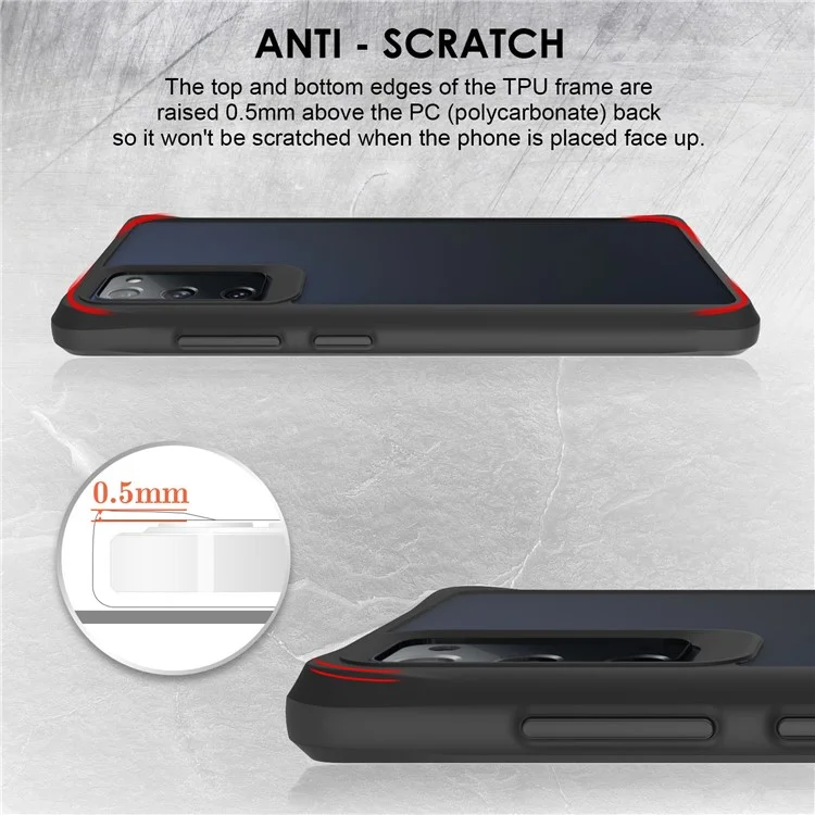 Étui de protection pour Samsung Galaxy S20 FE / S20 FE 5G / S20 Fan Edition / S20 Fan Edition 5G / S20 Lite / S20 FE 2022, en PC transparent + TPU, mode Combat X, noir