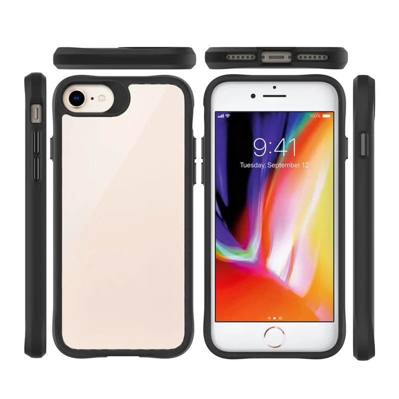 Combat X Mode For iPhone 6 / 6s / 7 / 8 4.7 inch / SE (2020) / SE (2022) Clear Case Hard PC Soft TPU Anti-Drop Protective Phone Cover - Black