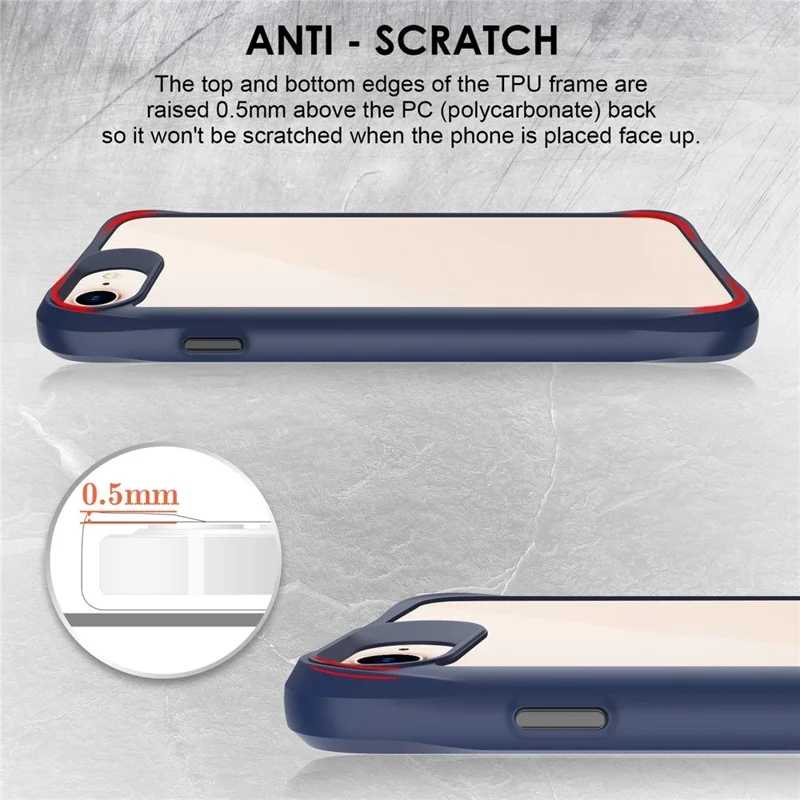 Combat X Mode For iPhone 6 / 6s / 7 / 8 4.7 inch / SE (2020) / SE (2022) Clear Case Hard PC Soft TPU Anti-Drop Protective Phone Cover - Blue