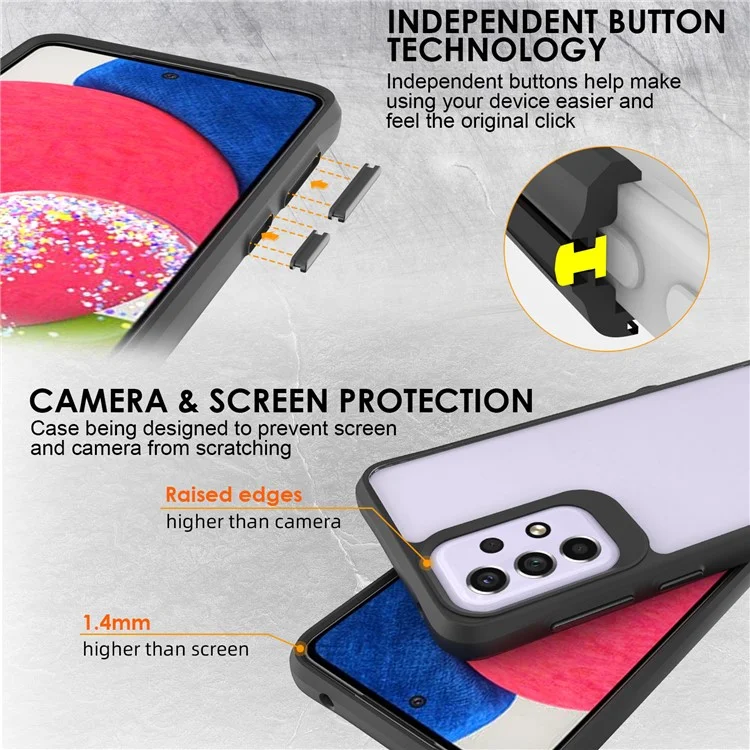 Combat X Mode For Samsung Galaxy A33 5G Transparent Phone Case Hard PC Soft TPU Non-slip Wear-resistant Phone Back Cover - Black