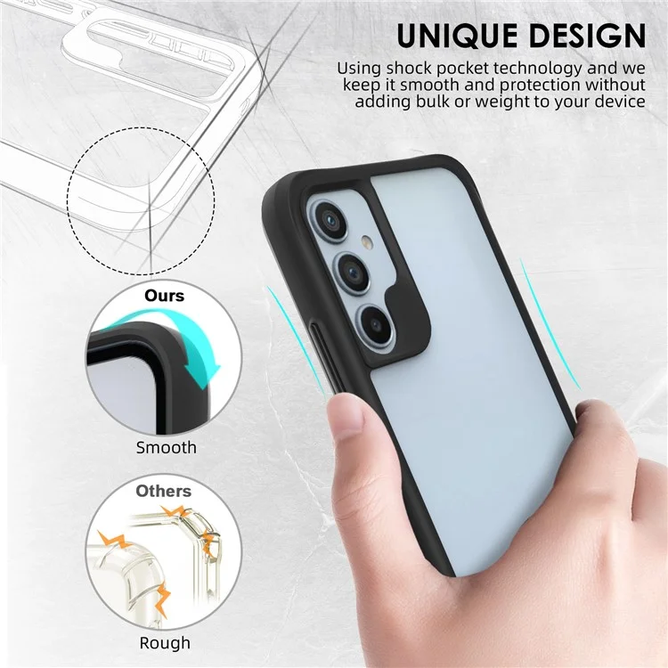 Combat X Mode For Samsung Galaxy A34 5G Transparent Phone Case Soft TPU Hard PC Corners Shockproof Protection Cover - Black