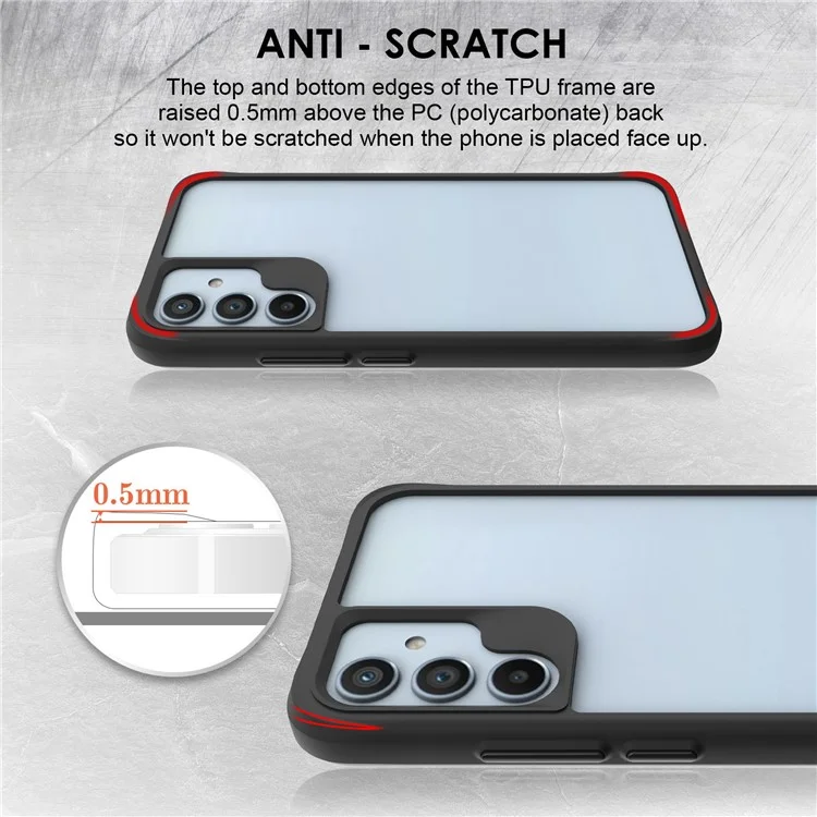 Combat X Mode For Samsung Galaxy A34 5G Transparent Phone Case Soft TPU Hard PC Corners Shockproof Protection Cover - Black
