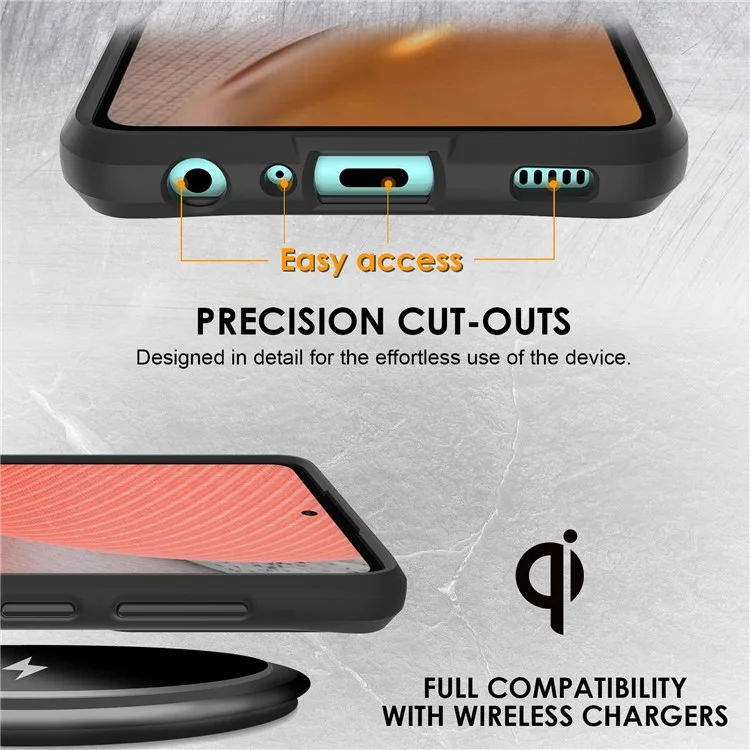 Combat X Mode For Samsung Galaxy A52 4G / 5G / A52s 5G Reinforced Corners Clear Case Soft TPU Hard PC Anti-Scratch Phone Cover - Black