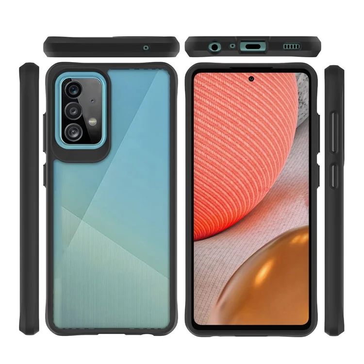 Combat X Mode For Samsung Galaxy A52 4G / 5G / A52s 5G Reinforced Corners Clear Case Soft TPU Hard PC Anti-Scratch Phone Cover - Black