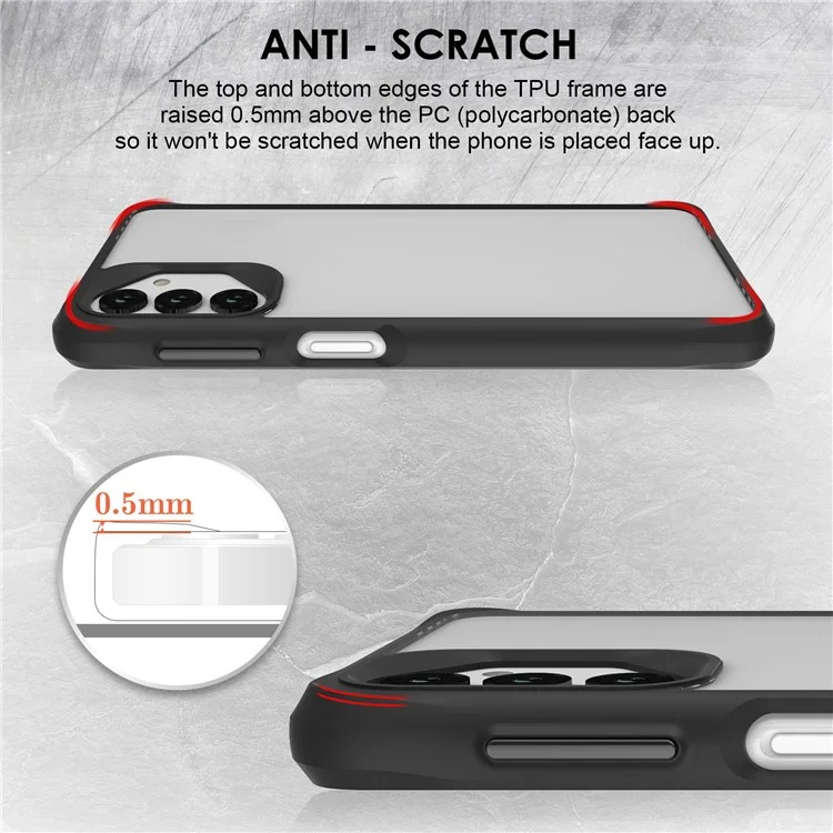 Combat X Mode For Samsung Galaxy A13 4G / 5G / A04s 4G (164.7 x 76.7 x 9.1 mm) / A04 4G (164.4 x 76.3 x 9.1 mm) Clear Phone Case Soft TPU Hard PC Reinforced Corners Cover - Black
