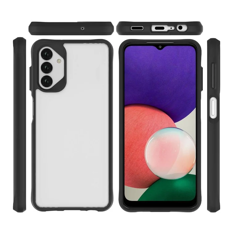Combat X Mode For Samsung Galaxy A13 4G / 5G / A04s 4G (164.7 x 76.7 x 9.1 mm) / A04 4G (164.4 x 76.3 x 9.1 mm) Clear Phone Case Soft TPU Hard PC Reinforced Corners Cover - Black