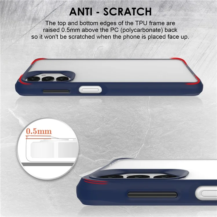 Combat X Mode For Samsung Galaxy A13 4G / 5G / A04s 4G (164.7mm) / A04 4G (164.4mm) Clear Phone Case Soft TPU Hard PC Cover - Blue