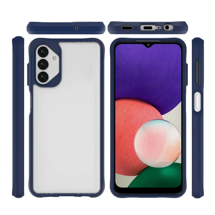 Combat X Mode For Samsung Galaxy A13 4G / 5G / A04s 4G (164.7mm) / A04 4G (164.4mm) Clear Phone Case Soft TPU Hard PC Cover - Blue