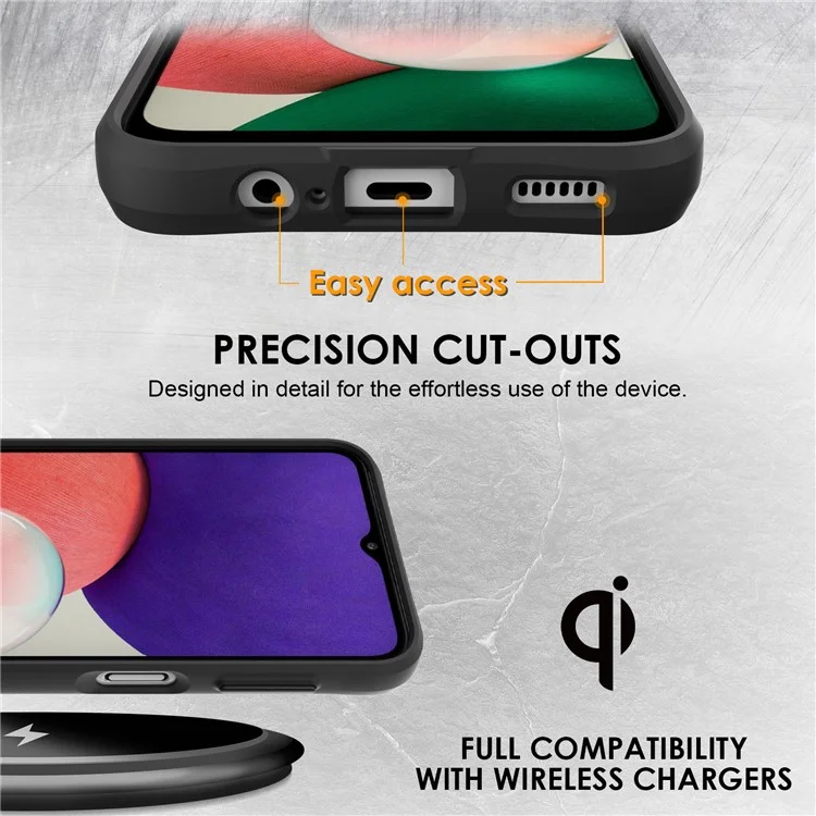 Combat X Mode For Samsung Galaxy A14 5G / A14 4G Four Corner Protection Phone Case Soft TPU Hard PC Shockproof Clear Cover - Black