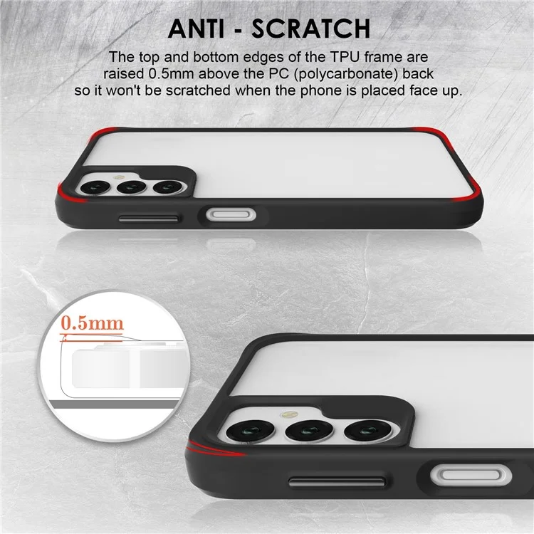 Combat X Mode For Samsung Galaxy A14 5G / A14 4G Four Corner Protection Phone Case Soft TPU Hard PC Shockproof Clear Cover - Black