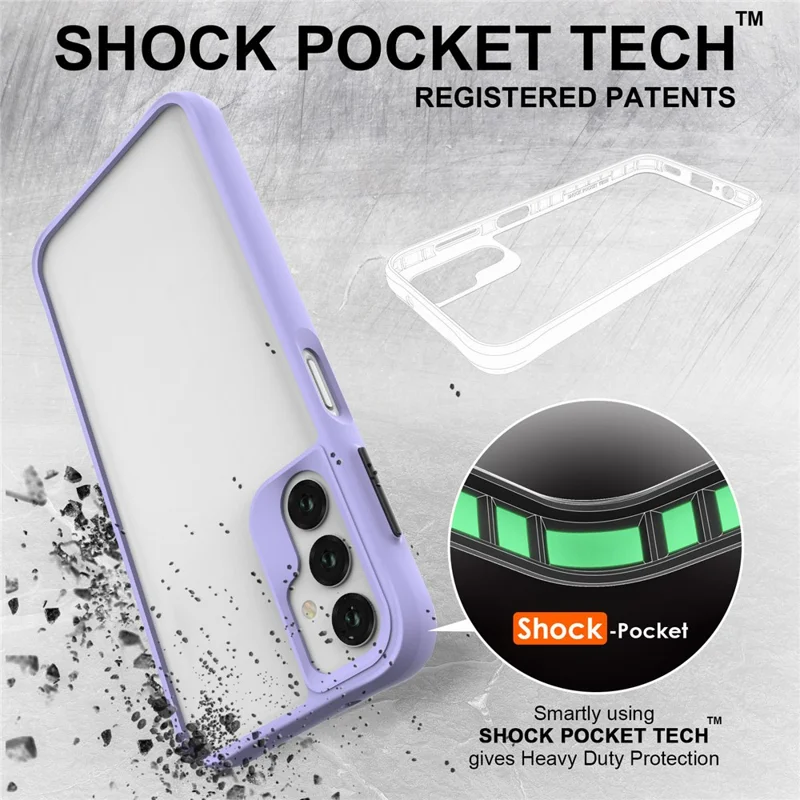 Combat X Mode For Samsung Galaxy A14 5G / A14 4G Four Corner Protection Phone Case Soft TPU Hard PC Shockproof Clear Cover - Purple