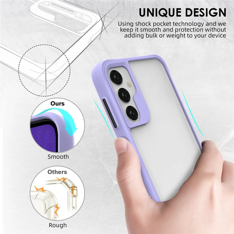 Combat X Mode For Samsung Galaxy A14 5G / A14 4G Four Corner Protection Phone Case Soft TPU Hard PC Shockproof Clear Cover - Purple