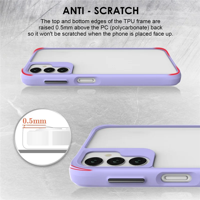 Combat X Mode For Samsung Galaxy A14 5G / A14 4G Four Corner Protection Phone Case Soft TPU Hard PC Shockproof Clear Cover - Purple