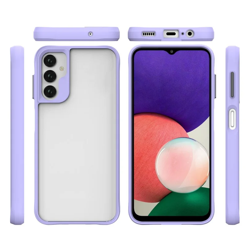 Combat X Mode For Samsung Galaxy A14 5G / A14 4G Four Corner Protection Phone Case Soft TPU Hard PC Shockproof Clear Cover - Purple