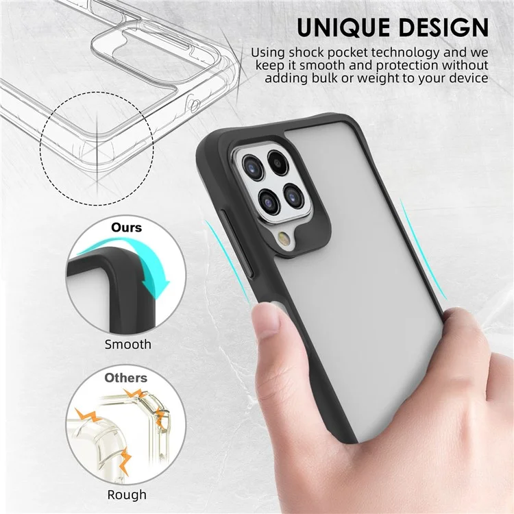 Combat X Mode For Samsung Galaxy A22 4G (EU Version) Hard PC Soft TPU Phone Case Enhanced Corner Clear Protective Cover - Black