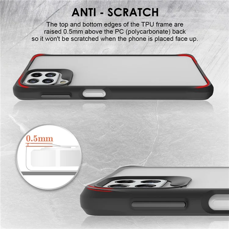 Combat X Mode For Samsung Galaxy A22 4G (EU Version) Hard PC Soft TPU Phone Case Enhanced Corner Clear Protective Cover - Black