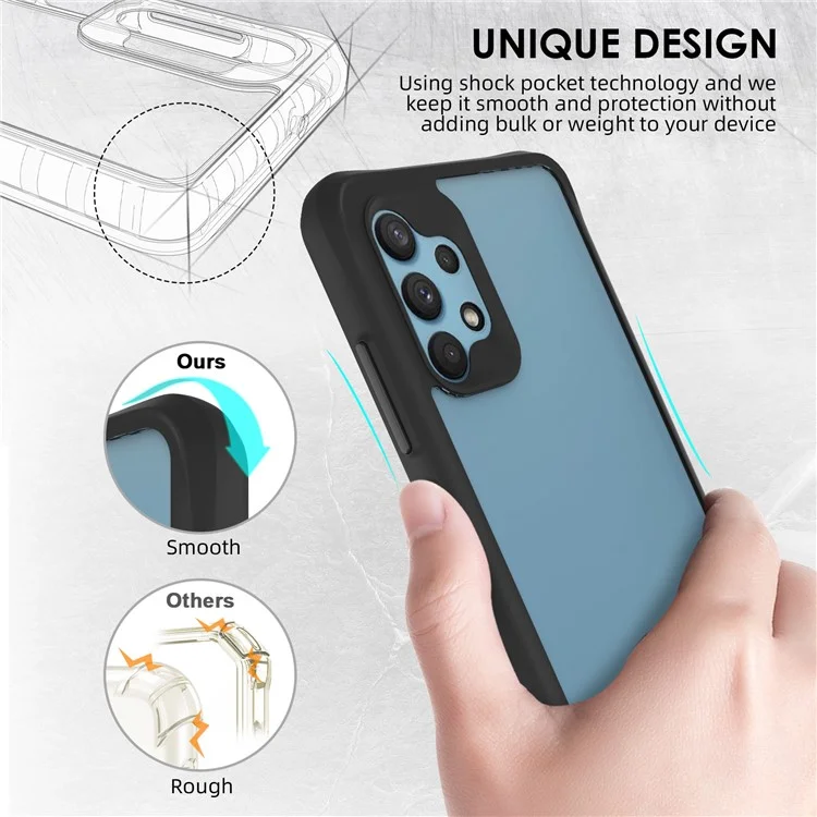 Combat X Mode For Samsung Galaxy A32 4G (EU Version) Drop Protection Transparent Case Hard PC Soft TPU Anti-Scratch Phone Cover - Black