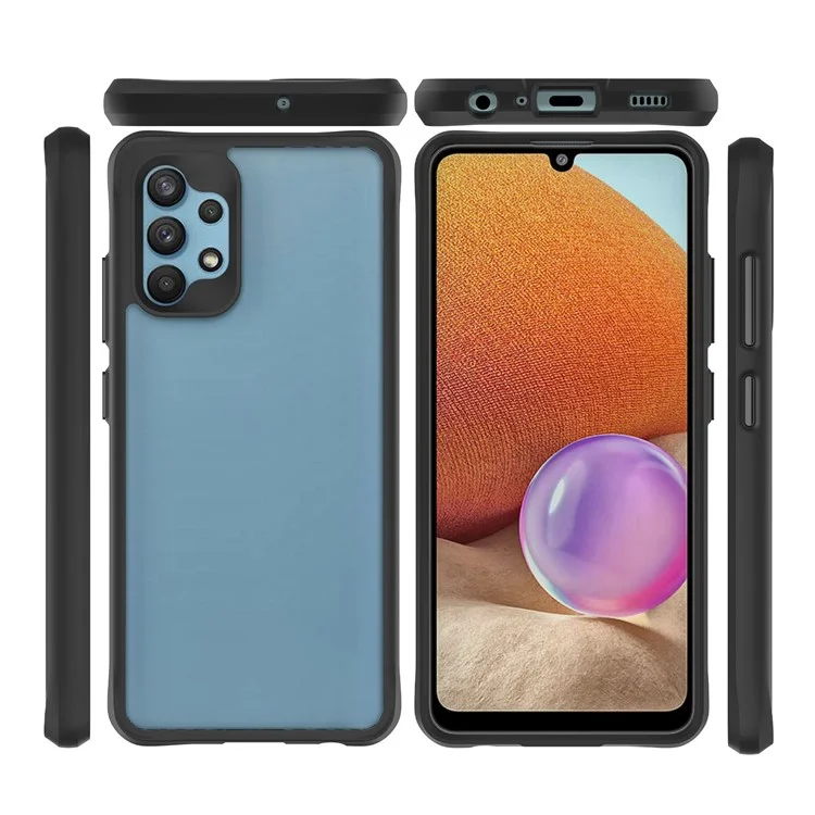 Combat X Mode For Samsung Galaxy A32 4G (EU Version) Drop Protection Transparent Case Hard PC Soft TPU Anti-Scratch Phone Cover - Black