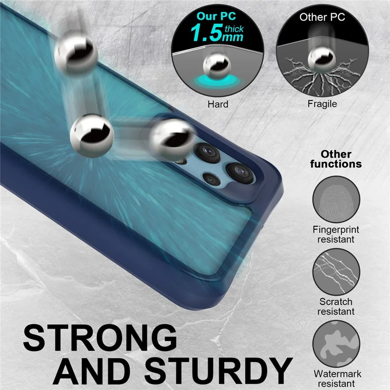 Combat X Mode For Samsung Galaxy A32 4G (EU Version) Drop Protection Transparent Case Hard PC Soft TPU Anti-Scratch Phone Cover - Blue
