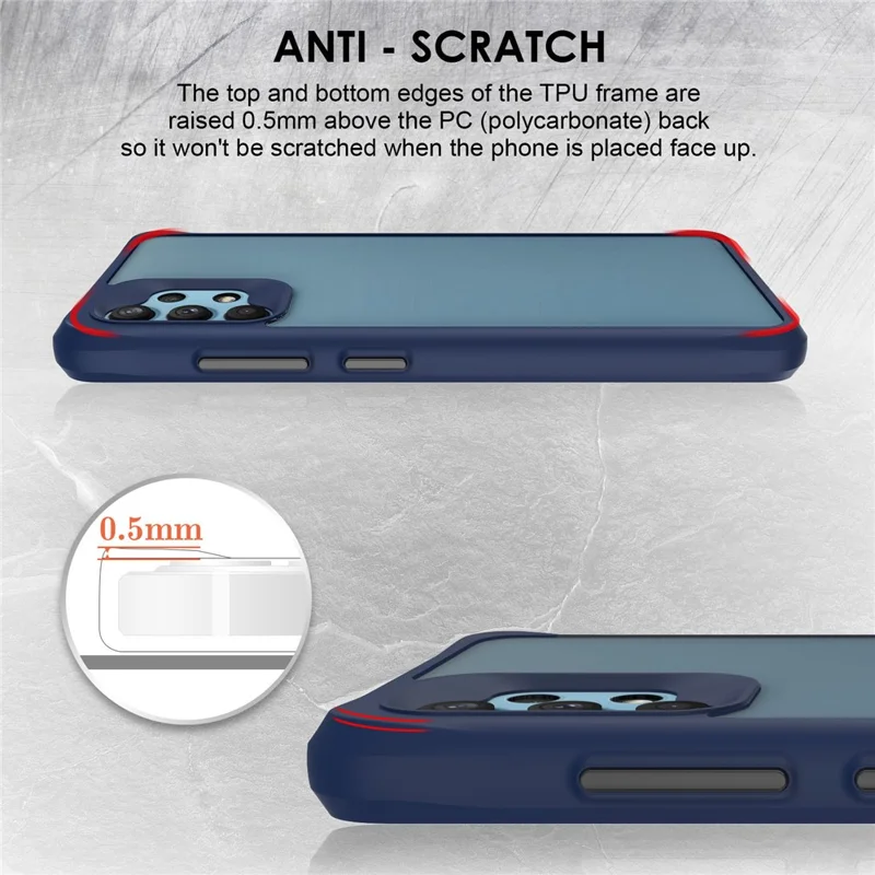 Combat X Mode For Samsung Galaxy A32 4G (EU Version) Drop Protection Transparent Case Hard PC Soft TPU Anti-Scratch Phone Cover - Blue