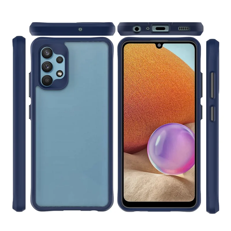 Combat X Mode For Samsung Galaxy A32 4G (EU Version) Drop Protection Transparent Case Hard PC Soft TPU Anti-Scratch Phone Cover - Blue