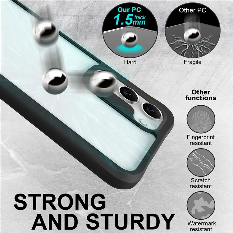 Combat X Mode Pour Samsung Galaxy S23+ Dur PC Doux TPU Couche Dual Layer Shock Proof Cover Enhanced Corner Protection Clear Phone Case - Noir