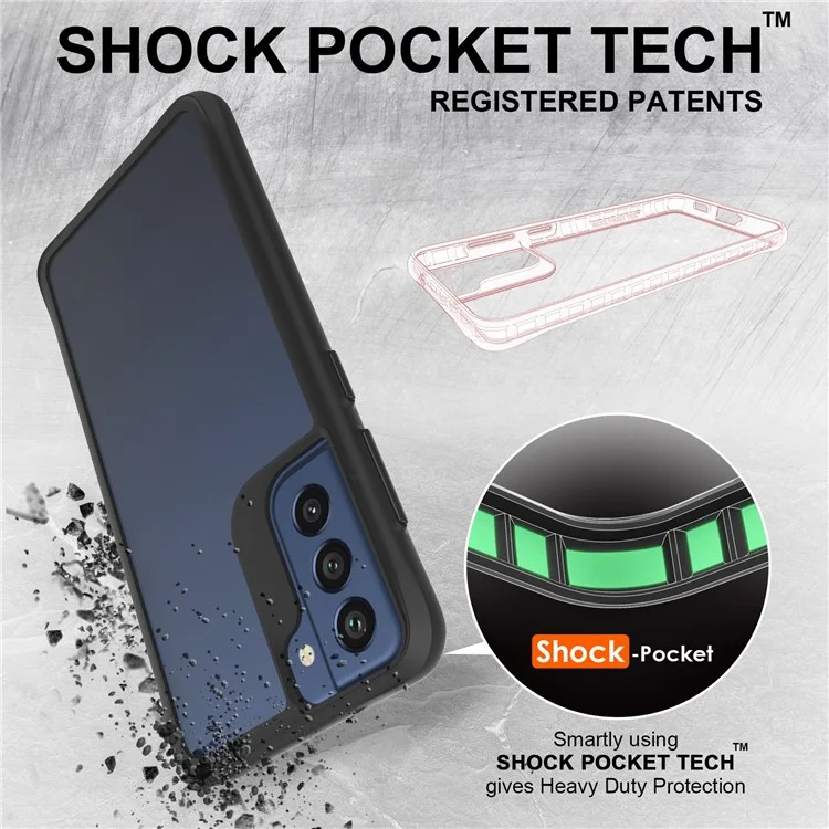 Combat X Mode Für Samsung Galaxy S21 FE 5G Hybrid Hartes PC Weiches TPU Handyhülle Eckenschutz Klare Abdeckung - Schwarz