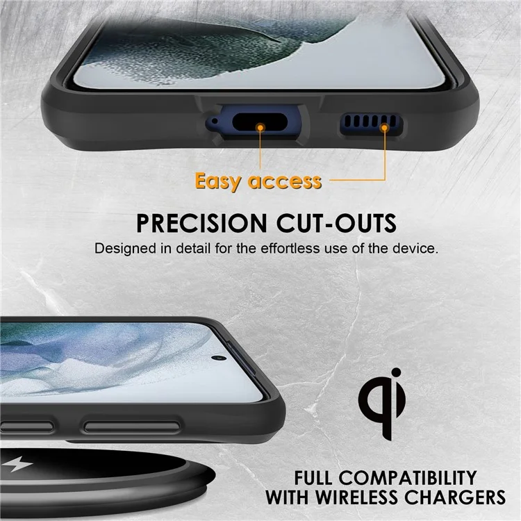 Combat X Mode Für Samsung Galaxy S21 FE 5G Hybrid Hartes PC Weiches TPU Handyhülle Eckenschutz Klare Abdeckung - Schwarz