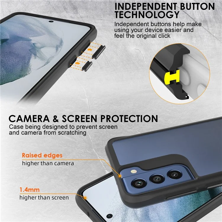 Combat X Mode Für Samsung Galaxy S21 FE 5G Hybrid Hartes PC Weiches TPU Handyhülle Eckenschutz Klare Abdeckung - Schwarz