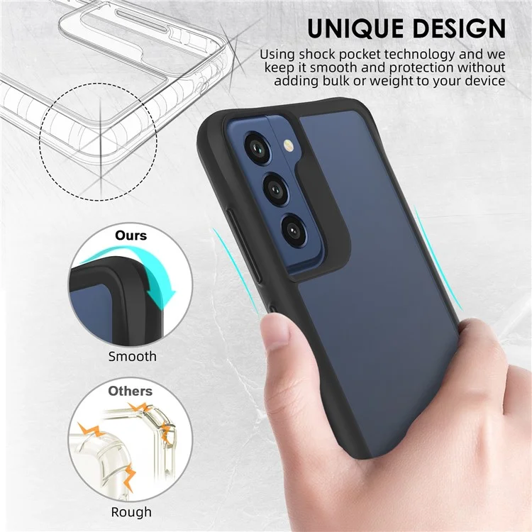 Combat X Mode Für Samsung Galaxy S21 FE 5G Hybrid Hartes PC Weiches TPU Handyhülle Eckenschutz Klare Abdeckung - Schwarz