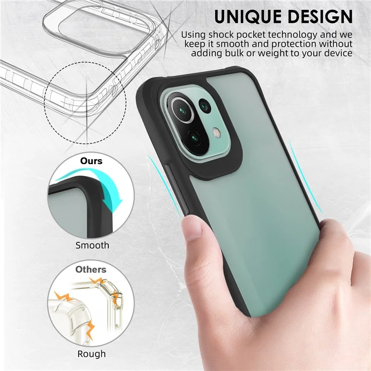 Modo Combate X para Xiaomi Mi 11 Lite 4G / 5G / 11 Lite 5G NE Funda de teléfono dura de PC suave de TPU Cubierta anticaída de cuatro esquinas - Negro