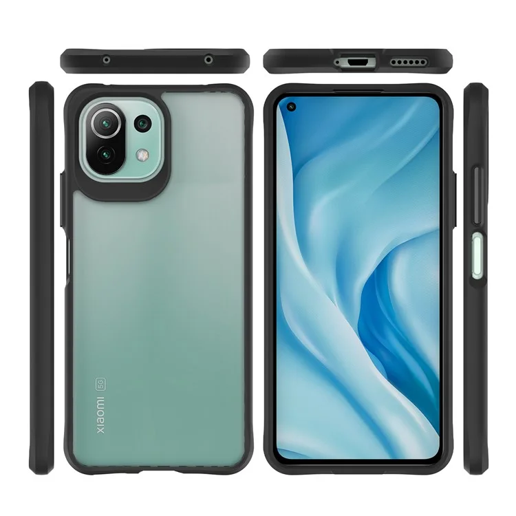 Modo Combate X para Xiaomi Mi 11 Lite 4G / 5G / 11 Lite 5G NE Funda de teléfono dura de PC suave de TPU Cubierta anticaída de cuatro esquinas - Negro