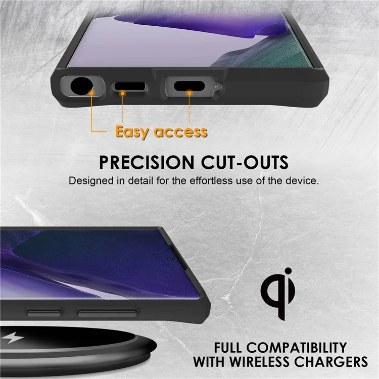 Combat X Mode Transparent Phone Case For Samsung Galaxy S21 Ultra 5G, Soft TPU Hard PC Protective Anti-wear Cell Phone Cover - Black