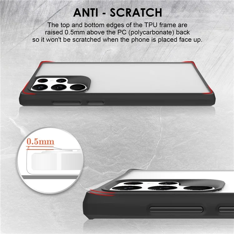 Combat X Mode Transparent Phone Case For Samsung Galaxy S21 Ultra 5G, Soft TPU Hard PC Protective Anti-wear Cell Phone Cover - Black