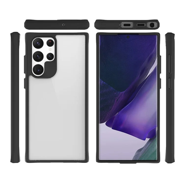 Combat X Mode Transparent Phone Case For Samsung Galaxy S21 Ultra 5G, Soft TPU Hard PC Protective Anti-wear Cell Phone Cover - Black