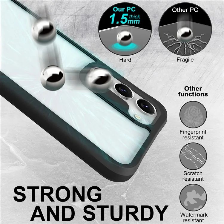 Combat X Mode For Samsung Galaxy S23, Soft TPU Hard PC Protective Transparent Phone Case Anti-fingerprint Cell Phone Back Cover - Black