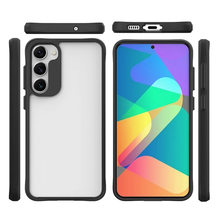 Combat X Mode For Samsung Galaxy S23, Soft TPU Hard PC Protective Transparent Phone Case Anti-fingerprint Cell Phone Back Cover - Black