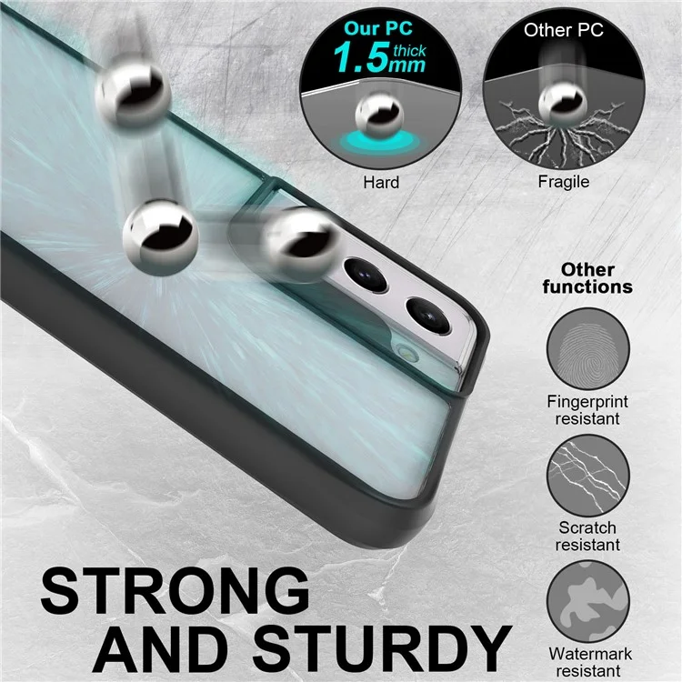 Funda de teléfono transparente modo Combat X para Samsung Galaxy S21 5G / 4G, funda de silicona TPU y PC duro antihuella y anticaídas - Negro