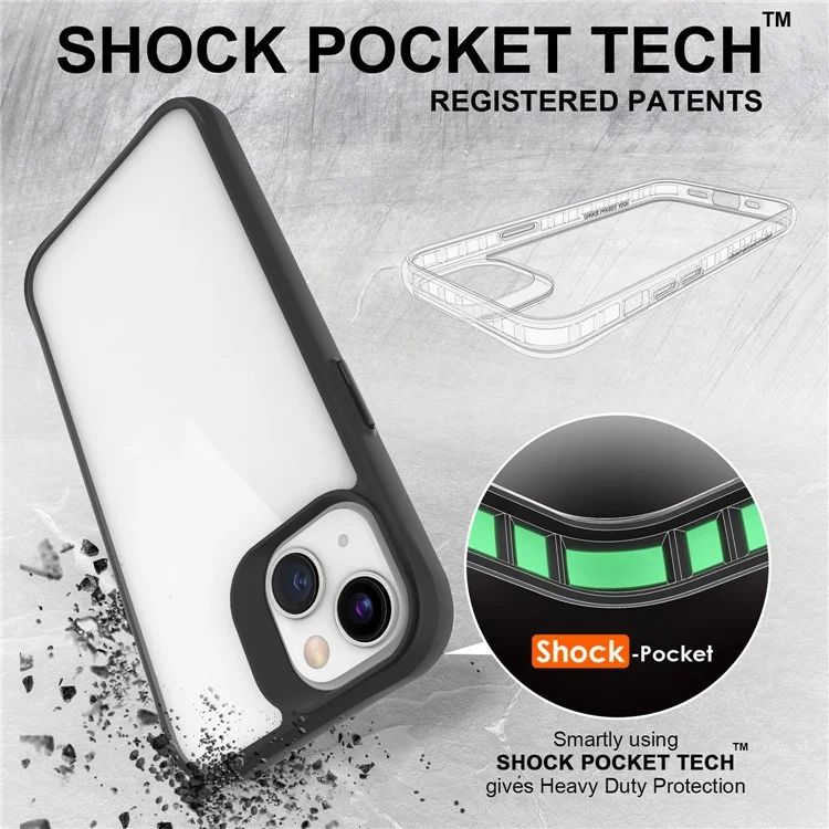 Modo Combat X para iPhone 13 mini de 5,4 pulgadas Cubierta trasera de panel claro de PC duro Funda de teléfono a prueba de golpes de TPU suave de servicio pesado - Negro