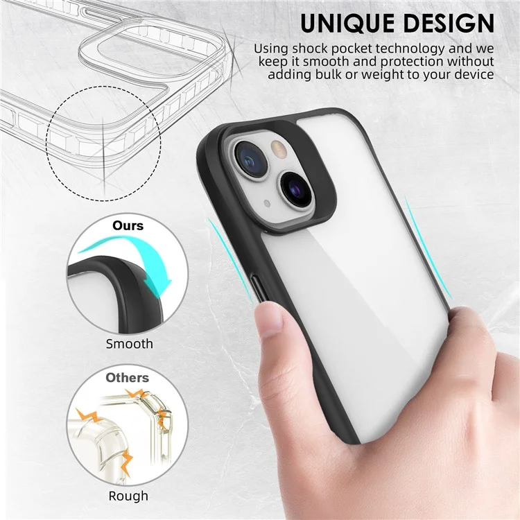 Modo Combat X para iPhone 13 mini de 5,4 pulgadas Cubierta trasera de panel claro de PC duro Funda de teléfono a prueba de golpes de TPU suave de servicio pesado - Negro