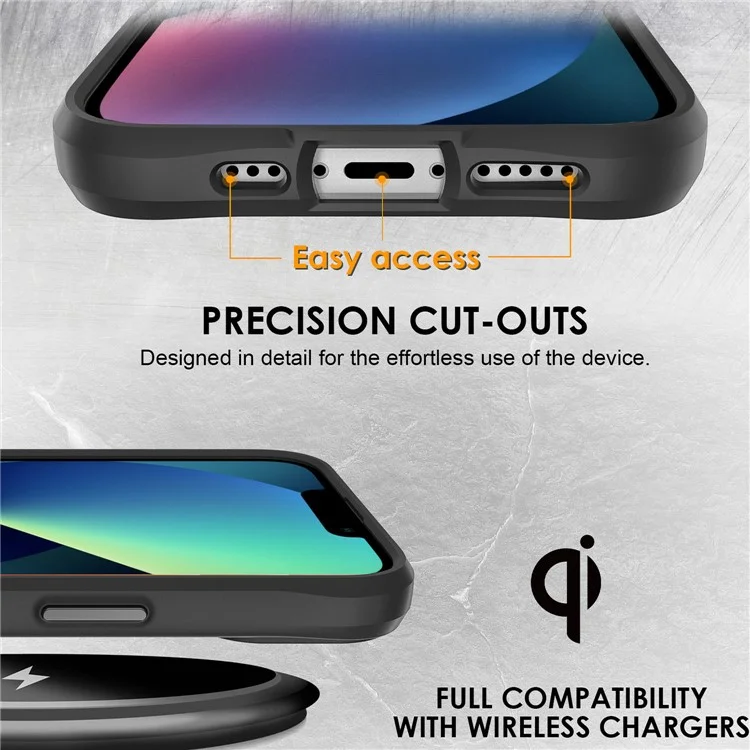 Combat X Mode For iPhone 13 6.1 inch Transparent Cell Phone Case Hybrid Hard PC Panel Flexible TPU Frame Shockproof Protection Cover - Black