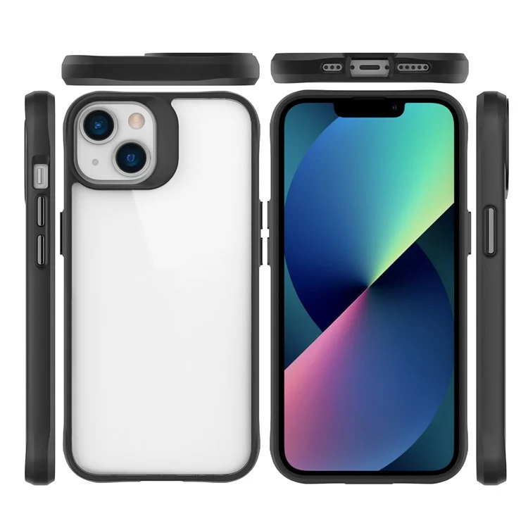 Combat X Mode For iPhone 13 6.1 inch Transparent Cell Phone Case Hybrid Hard PC Panel Flexible TPU Frame Shockproof Protection Cover - Black